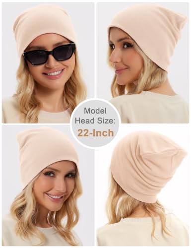 100% Cotton Thin Beanie Hat Women Men Soft Slouchy Chemo Skull Cap - color: 1pc Pale Pink