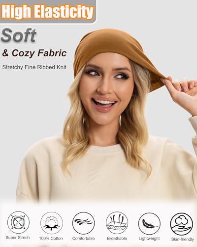 ROYBENS Thin 100% Cotton Beanie for Men Women Lightweight Slouchy Chemo Hat - color: 1pcs-coffee