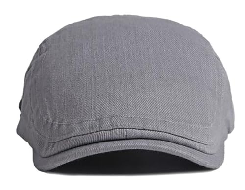 DIYDECAL Cotton Newsboy Flat Caps for Men, Womens Cabbie Driving Beret Hats - color: Grey