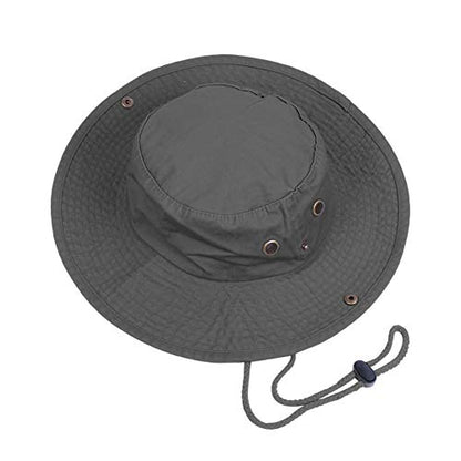 Bucket Hats with String Wide Brim Hiking Fishing UV Sun Protection Safari Unisex Boonie - color: Dark Grey, size: Large-X-Large
