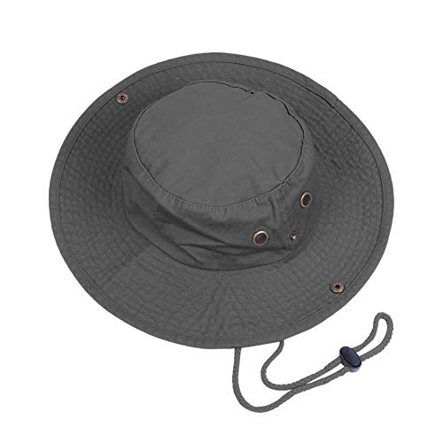 Bucket Hats with String Wide Brim Hiking Fishing UV Sun Protection Safari Unisex Boonie - color: Dark Grey, size: Large-X-Large