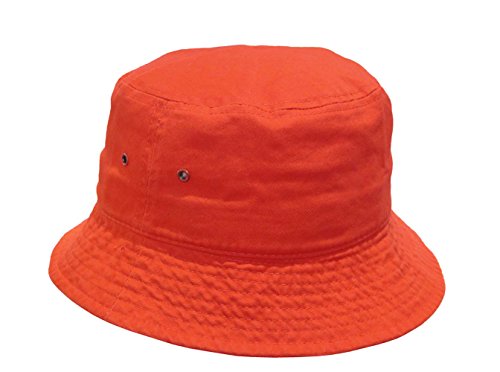 Newhattan Short Brim Visor Cotton Bucket Sun Hat - color: Burnt Orange, size: Small-Medium