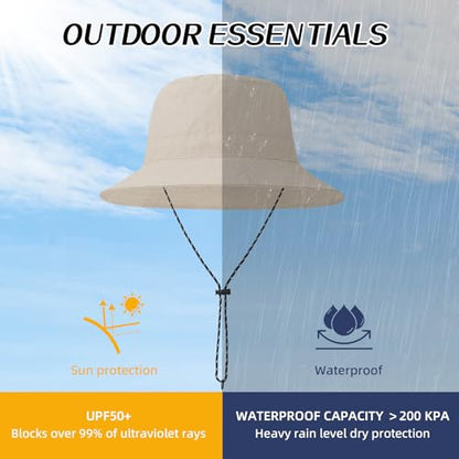Durio Waterproof Bucket Hats for Woman UPF 50+ Sun Hat - color: Beige
