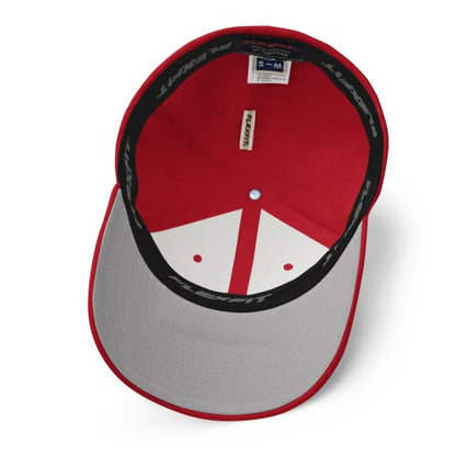 FX XRP Fitted Hat Embroidered Curved Bill Mid Crown Closed-Back Structured Twill Cap - color: Red, size: Large-X-Large