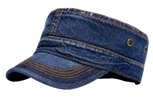 Military Hats Army Caps Cadet Caps Washed Cotton Flat Top Hats Newsboy Hats Adjustable Veteran Caps for Men Women 2025 - color: Dark Blue