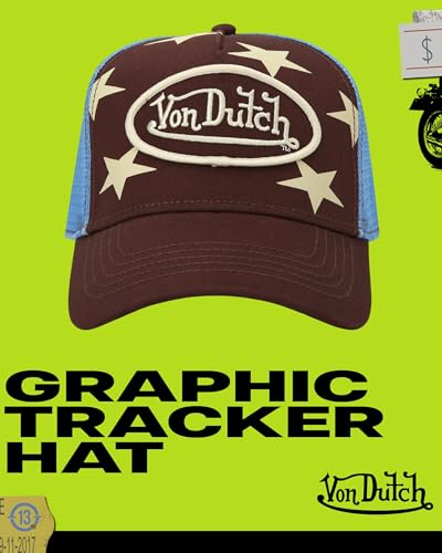 Von Dutch Unisex Americana Star Trucker Hat, Mesh Back, Snap-Back - color: Burgundy