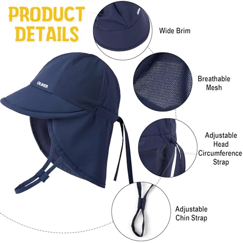 Baby Sun Hat with Breathable Mesh, UPF 50+ Boys Girls Toddler Swim - color: Navy Blue, size: 0-6 Months