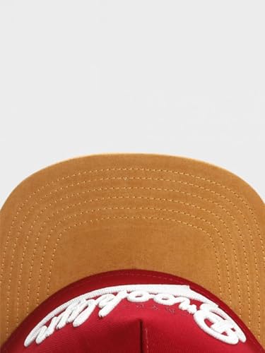 CL BK Fastball CAP1 Snapback Cap, Red and Tan Two-Tone, Suede Brim