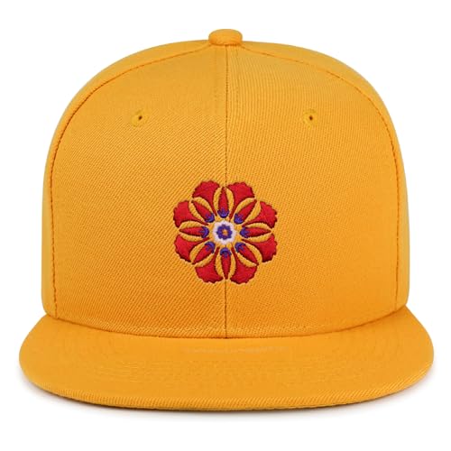 Flower Ornament Hip-Hop Snapback Hat Embroidered Baseball Cap Floral Embellishment - color: 09. Yellow