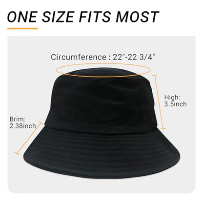 Bucket Hat for Men Women Cotton Sun Hats Unisex Packable Bucket Hats Summer Travel Beach Cap - color: Black/Beige(reversible), size: Small-Medium