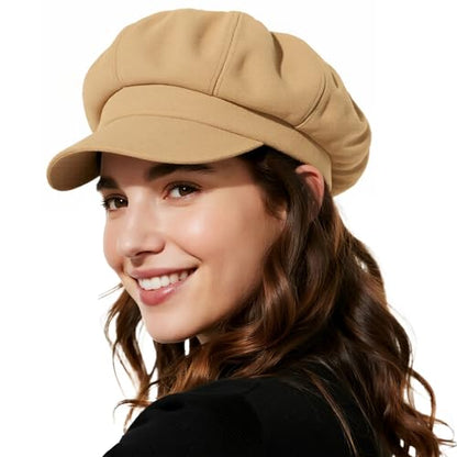 American Trends Newsboy Hats for Women Baker Boy Cap Fall Winter Beret - color: A Camel