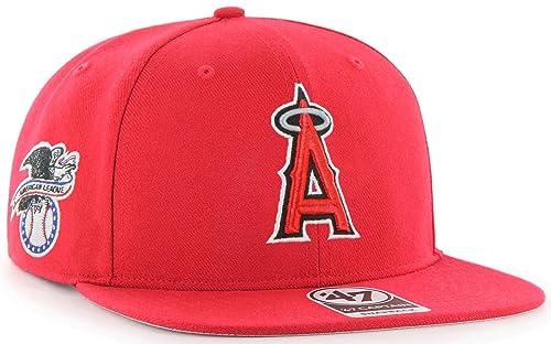 47 MLB Sure Shot Captain Hat Adjustable Structured 6-Panel Snapback Hat Cap, Adult One Size Fits All - color: Los Angeles Angels