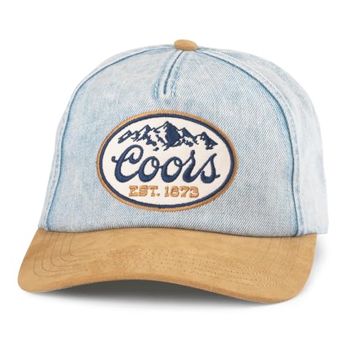 AMERICAN NEEDLE Unisex Coors Beer Patch Adjustable Snapback Baseball Hat - color: Fulton (Light Denim/Tan)