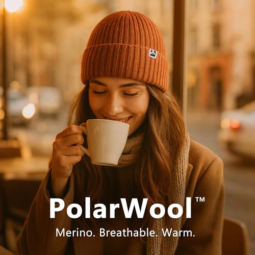 TOP-EX PolarWool™ L/XL/XXL 100% Merino Wool Beanie Fleece Lined Hat Watch Cap for Cold Weather Winter Warm - color: Red, size: XX-Large