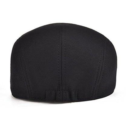 FEINION Men Cotton Newsboy Cap Soft Fit Cabbie Hat - color: Black/Brown