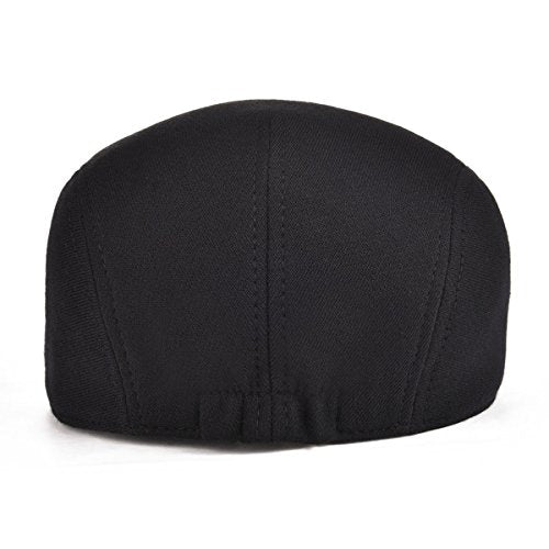 FEINION Men Cotton Newsboy Cap Soft Fit Cabbie Hat - color: Black/Green