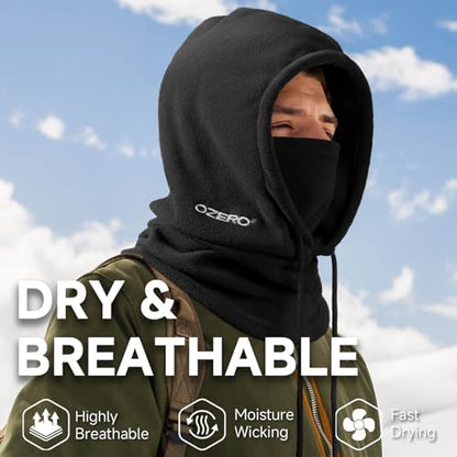 OZERO Face Balaclava Ski Mask: Windproof Thermal Convertible for Men Women - color: 2pack Black&grey