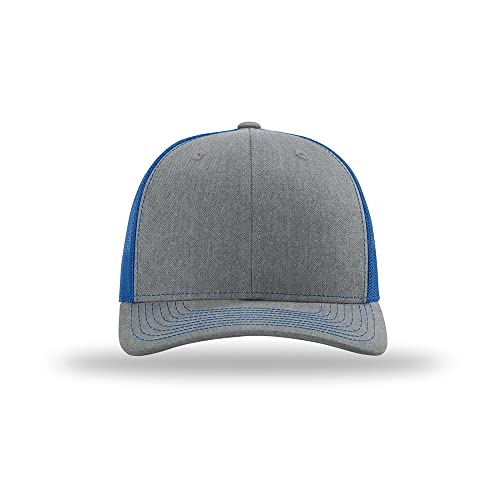 Richardson 112 Classic Six-Panel Adjustable Snapback Trucker Cap - color: Heather Grey/Royal