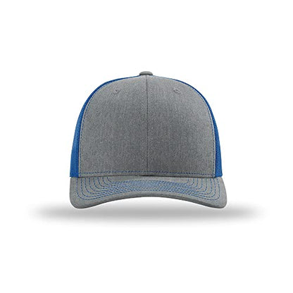 Richardson 112 Classic Six-Panel Adjustable Snapback Trucker Cap - color: Heather Grey/Royal