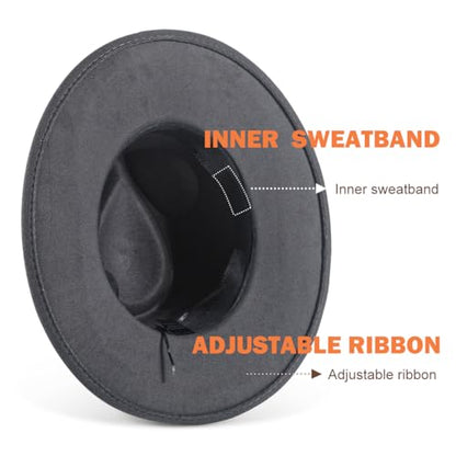 Big Brim Fedora Mens Women Boho Hat Handmade Dress Up Hats - color: Gray