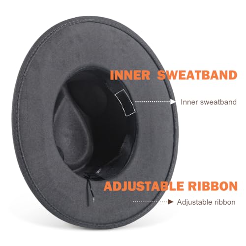 Big Brim Fedora Mens Women Boho Hat Handmade Dress Up Hats - color: Gray