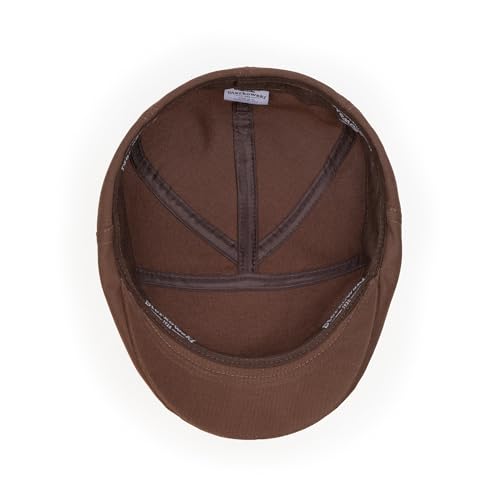 Sterkowski Ivy Five Newsboy | 100% Softened Cotton Flat Cap for Men | Breathable Airy 5 Panels Cap Without Lining - color: Brown, size: 7 3/8