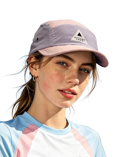 Clakllie Quick Dry Short Brim Cap for Men Lightweight 5 Panel Running Hat Water-Repellent Baseball Cap Outdoor Hiking Hat - color: Bs265p07-pink