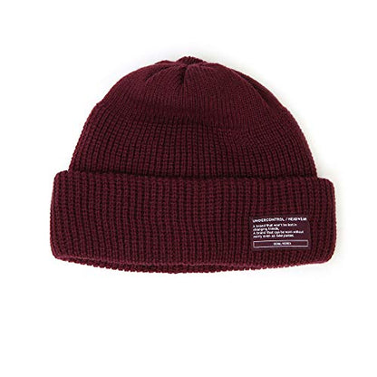 UNDERCONTROL Winter Trawler Fisherman Beanie Men Women Unisex Stylish Plain Docker Skull Hat Roll up Watch Cap Color Pack - color: Wine