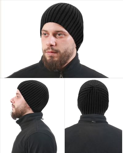 Wool Knit Beanie Hats for Men Women,Cuffless Winter Skull Caps - color: 1-light Coffee