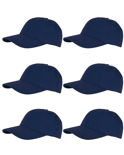 Gelante Cotton Twill Washed Unstructure Baseball Cap - Adjustable Blank Hat for Men Women - Wholesale Bulk Lot of 6 Pack - color: Solid Navy