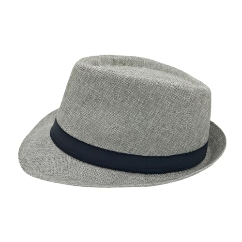 Unisex Classic 1920s Fedora Hat Short Brim Panama Trilby Hat Casual Jazz Cap for Men Women - color: Light Gray, size: Medium-Large