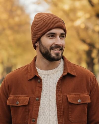 Zylioo XXL Beanie for Men,Big Head Winter Knit Hat,Stretch Warm Skull Cap - color: Brown, size: XX-Large-3X-Large