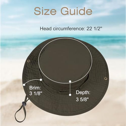 Bucket Hat UV Protection Sun Hat, Boonie Fishing Safari Hats for Outdoors - color: Olive Green-beige Inner