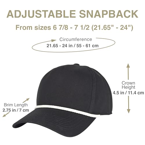 E BY ELIDAN A-Frame Trucker Hat, 5-Panel Blank Snapback - color: Black + White Rope