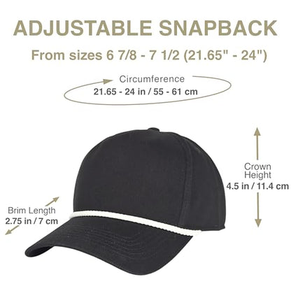 E BY ELIDAN A-Frame Trucker Hat, 5-Panel Blank Snapback - color: Black + White Rope