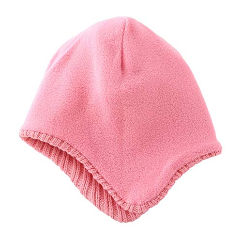 Home Prefer Toddler Boys Girls Hats Earflaps Fleece Knit Beanie Kids Winter Hat - color: Pink, size: 5-10 Years