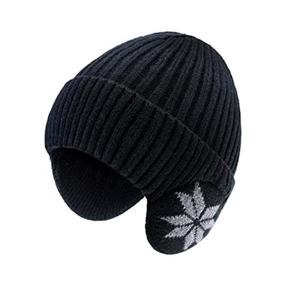 BAVST Hat for Men Knitted Beanie Women Winter Hats Men’s Stretchy Caps Outdoor Beanies Fleece Lined Ear Warmer - color: X-black