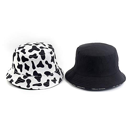 XYIYI Cute Bucket Hat Beach Fisherman Hats for Women, Reversible Double-Side-Wear - color: Cow