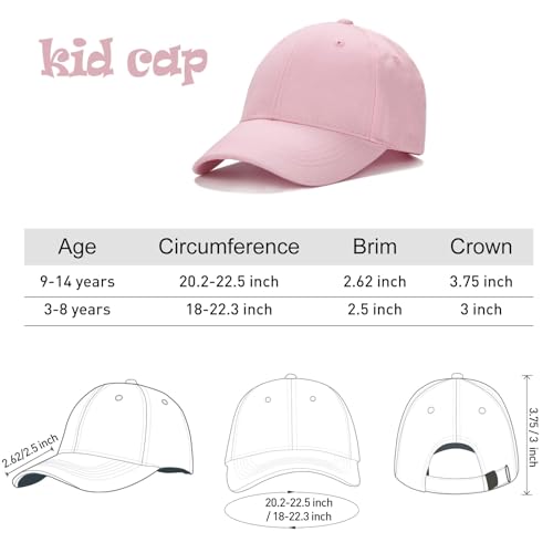 Edoneery Kids Baseball Hat, Adjustable Cotton Cap - color: Pink, style: 3-8 Years