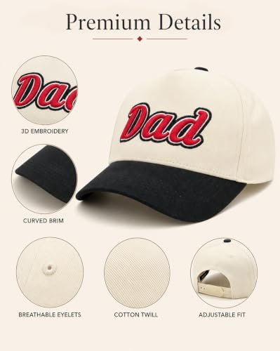 Waldeal Dad Hats for Men, 3D Embroidered Two Tone Dad Baseball Cap - color: Black