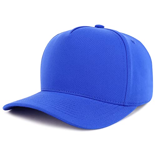 Trendy Apparel Shop Premium High Crown Cotton 5 Panel Pro Style Cap - color: Royal