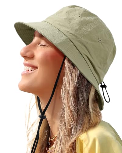 Water-Resistant Bucket Hat for Women Men Rain Hat UPF 50+ Boonie Sun Hat - color: Light Green