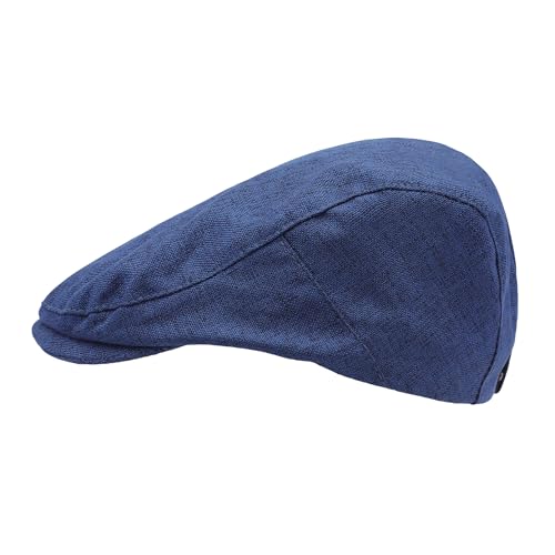 ZLYC 남성용 여름 플랫 캡 Scally Ivy Gatsby Newsboy Beret Driver Cabbie 사냥 모자 - color: 플레인 네이비