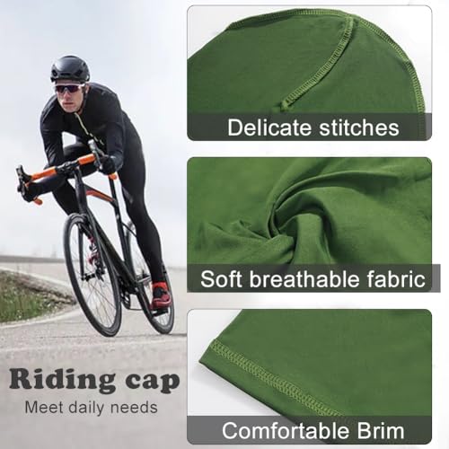 4 Pieces Skull Caps Running Cycling Beanie Hats Breathable Helmet Liner Sleep Hats for Men Women - color: G: Grey White Square+blue Square+black+army Green