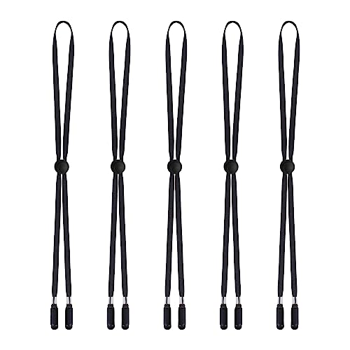Sucrain 5 Pieces Adjustable Hat Strap Clips Hat Chin Cord for Golfing, Fishing, Boating - color: Black Hat Rope