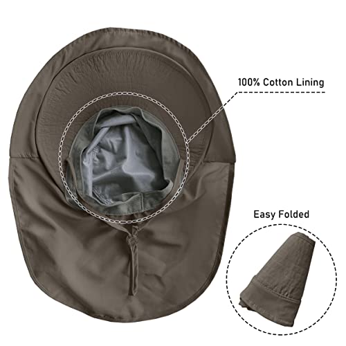 Womens Sun Hat UPF 50+ Wide Brim and Ponytail Hole, Hiking Safari Hat with Neck Flap… - color: Army Green