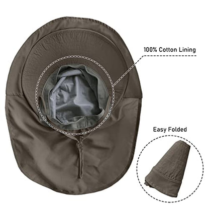 Womens Sun Hat UPF 50+ Wide Brim and Ponytail Hole, Hiking Safari Hat with Neck Flap… - color: Army Green