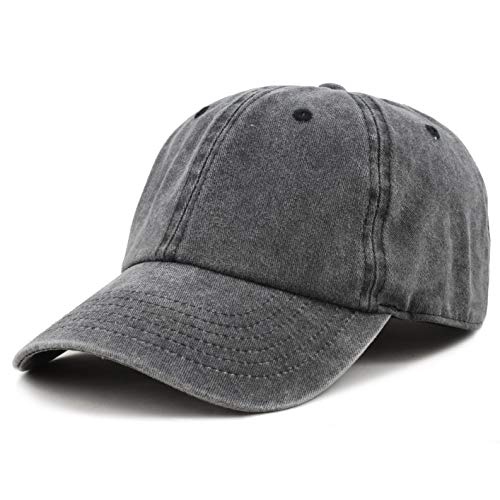 The Hat Depot 100% Cotton Pigment Dyed Low Profile Dad Hat Six Panel Cap - color: 1. Black