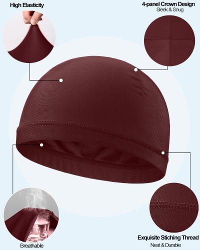 Cooling Skull Cap Cycling Motorcycle Hard Hat Helmet Liner Men - color: 4pcs (2pcs Wine Red+2pcs Black)