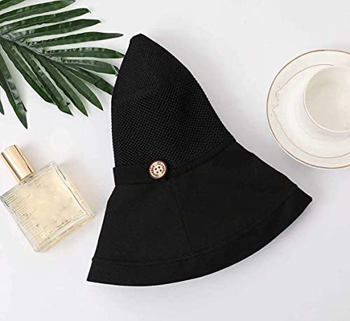 Summer Mesh Sun Hats for Women UV Protection Wide Brim Packable Bucket Hat - color: Black